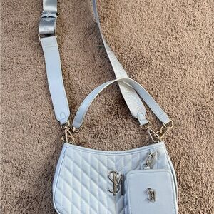 Elegant Light Blue Quilted Handbag Steve Madden